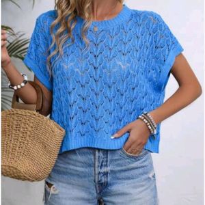 Pinterest Crochet Knit Blue Up & Down Top