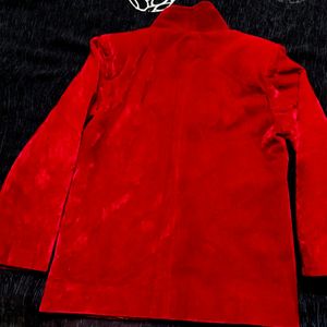 Single-breasted Velvet Blazer With Welt Pocket