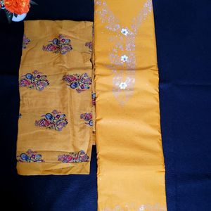 Cotton Semi-stitched Suit Printed Bottom N Dupatta