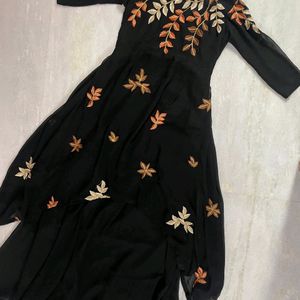 Black Embroided Kurti Lehnga Set