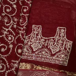 RED PURE georgette SAREE LIKE NEW