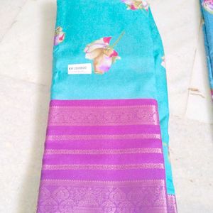 Crepe  Dola With Big Pattu Barder Saree