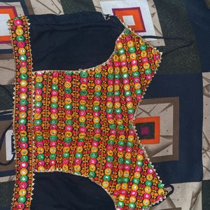 Black And Multi Colour Backless Padded Blouse