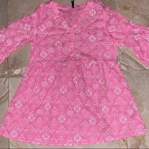 Pink Floral Anarkali Short Kurti