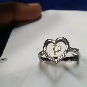 P Initial Silver Ring