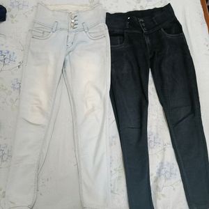 Light Blue & Black High 28 Waist Jeans