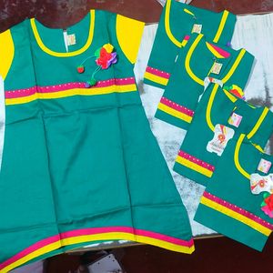 Green Colour Baby Girl Dresses With Bottom Wear