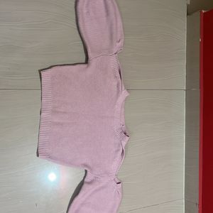 Pink Color Sweater Cut Out Sleeves Size S