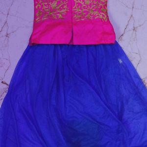 A PINK AND BLUE LEHENGA FOR GIRLS WITH DUPATTA