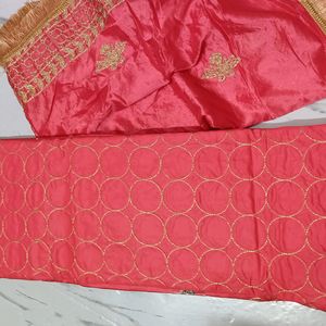 Unstitched Suit Material 3pc Fabric Magenta