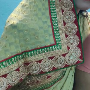 Golden Zari Work Saree