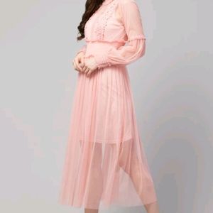 Offer Price 📢 Beautiful Women Lace Flowers Dream Gauze Dress Temperament Collar Lantern Sleeve Dress(With Inner )