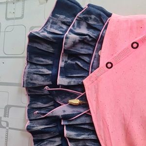 Skirt Top Denim For Kids