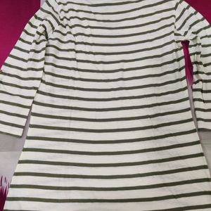 A Off-white With Green Stripes Tshirt Of Size M