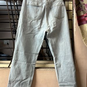 High Waist Single Button Blue Jeans For Women