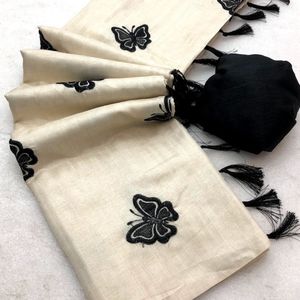 Handloom Tussar Silk With Butterfly Design