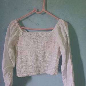 Full Sleeve White Crop Top