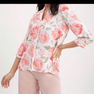 Floral Print Mandraian Top White