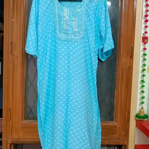 Premium Quality Sky Blue Colour Fancy Kurti