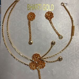 Golden Necklace Set For Party