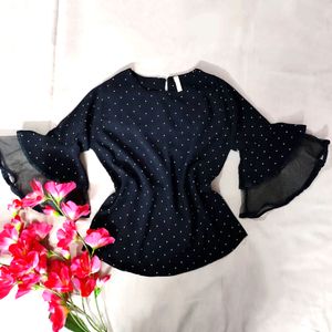 Black Pinteresty Top Polka Dots