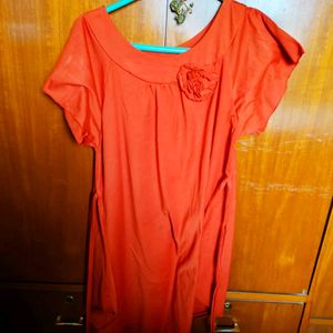 Rust Orange Colour Polycrepe Top