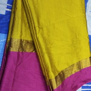 Pink Border Saree With Blouse