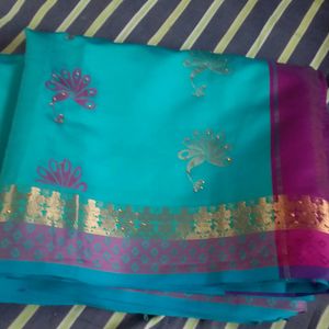 Saree With Designer Stiched Blouse