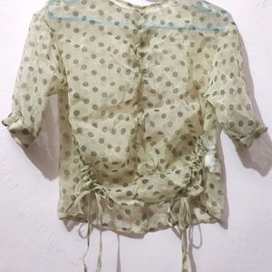 Organza Cream Crop Top