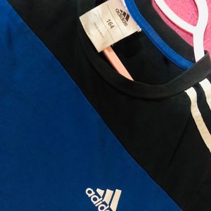 Adidas Stripped Cotton Blue Tshirt