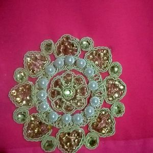 Rani Colour beautiful golden boarder with Stone Wo