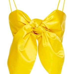 Yellow Satin Crop Top