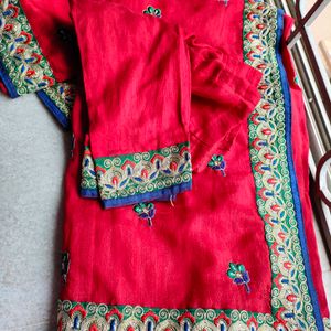 Red Heavy Border Design Saree