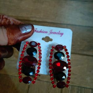 Black Red Earrings