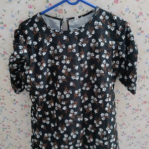 Synthetic Black Floral Top