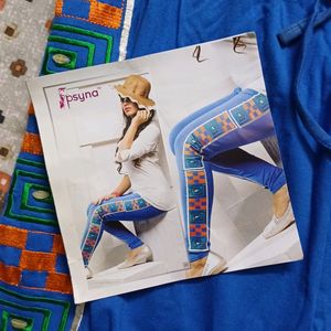 New Blue Embroidered Leggings