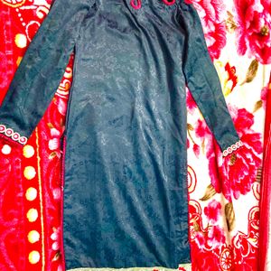 Black Kurta With Front Design