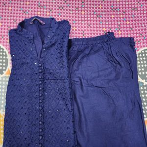 Navy Blue Libas Kurta Set