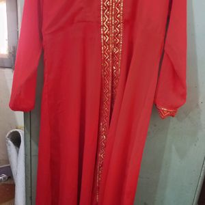 Its Red Colour Front Cut Long Kurta