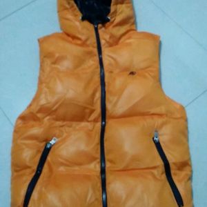 Orange Puffer Jacket Half Sleeve