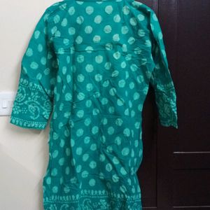 Sea Green Bathik Print Cotton Kurta