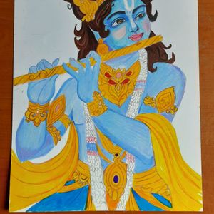 Shree Krishna Drawing With Pencil Color