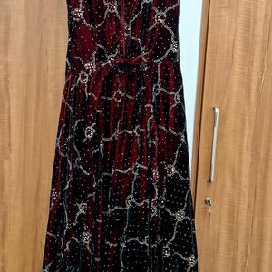 Maroon Stoned Velvet Aline Gown