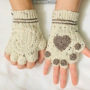 Handmade Crochet Cute Paw Hand Warmers