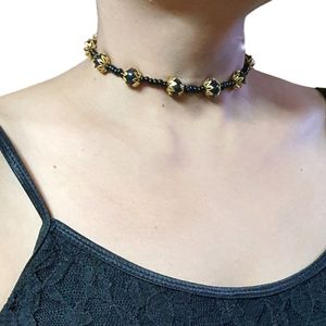 Beautifully Hand Crafted Black And Gold Choker