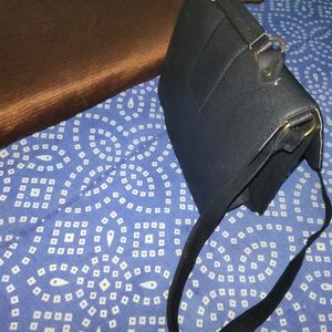 Women Black Leather Bag Office Sling