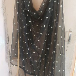 Black Embroidered Net Dupatta( New With Tag)