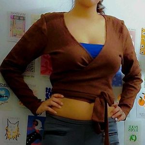 ZARA Brown Wrapping Top