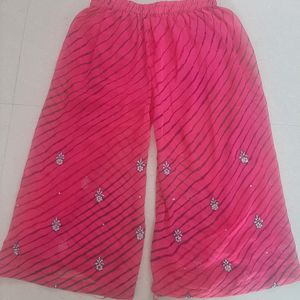 Pink Flore Lehriya Kurta With Palazzo