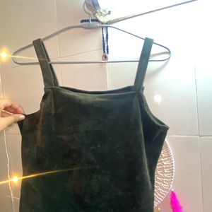 Dark Green Velvet Crop Top